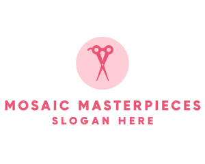 Pink Hair Salon Hairdresser Scissors logo design