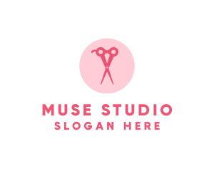 Pink Hair Salon Hairdresser Scissors logo design