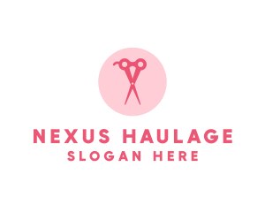 Pink Hair Salon Hairdresser Scissors logo design