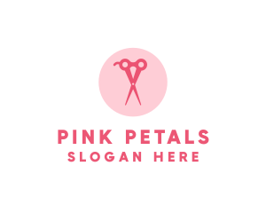 Pink Hair Salon Hairdresser Scissors logo design