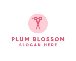 Pink Hair Salon Hairdresser Scissors logo design