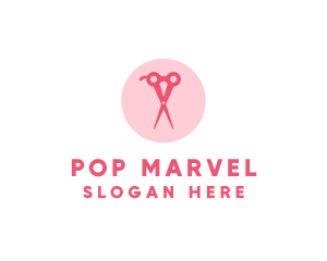 Pink Hair Salon Hairdresser Scissors logo design