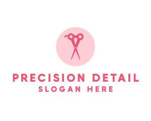 Pink Hair Salon Hairdresser Scissors logo design