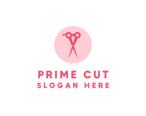 Pink Hair Salon Hairdresser Scissors logo design