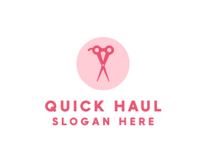 Pink Hair Salon Hairdresser Scissors logo design