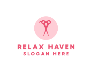 Pink Hair Salon Hairdresser Scissors logo