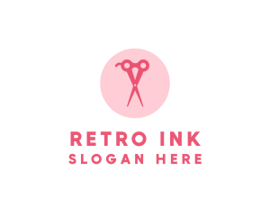 Pink Hair Salon Hairdresser Scissors logo design