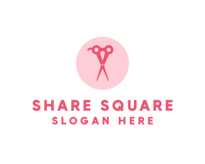 Pink Hair Salon Hairdresser Scissors logo design