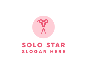 Pink Hair Salon Hairdresser Scissors logo design