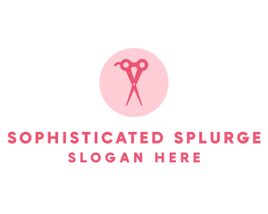 Pink Hair Salon Hairdresser Scissors logo design