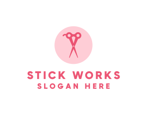 Pink Hair Salon Hairdresser Scissors logo design