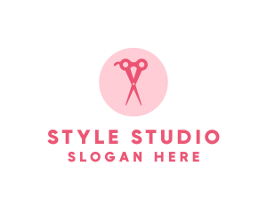 Pink Hair Salon Hairdresser Scissors logo