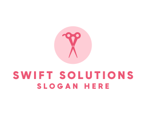 Pink Hair Salon Hairdresser Scissors logo design