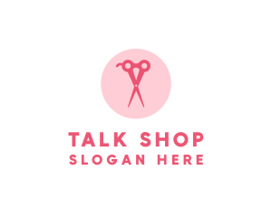 Pink Hair Salon Hairdresser Scissors logo design