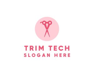 Pink Hair Salon Hairdresser Scissors logo