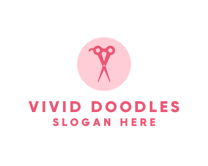 Pink Hair Salon Hairdresser Scissors logo design