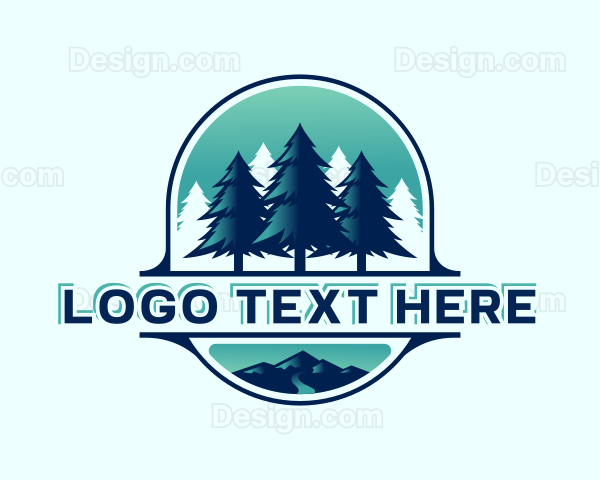 Pine Tree Mountain Forest Logo