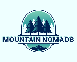 Pine Tree Mountain Forest logo design