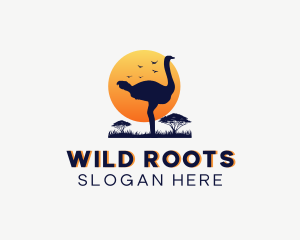 Wild Safari Ostrich logo design