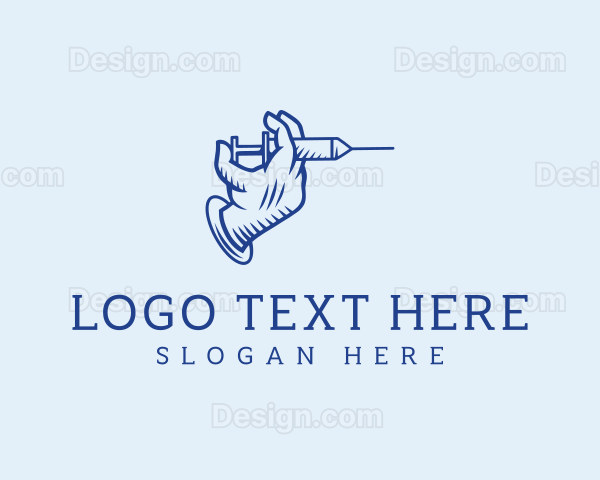 Blue Syringe Hand Logo