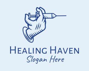 Blue Syringe Hand  logo