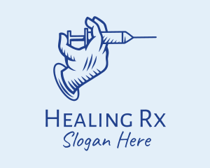 Blue Syringe Hand  logo