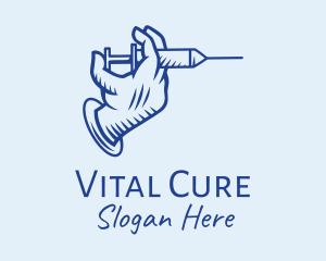 Blue Syringe Hand  logo