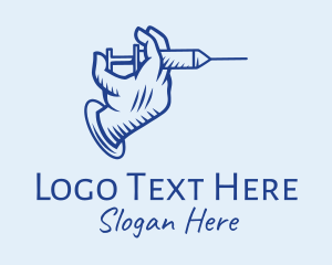 Prescription - Blue Syringe Hand logo design