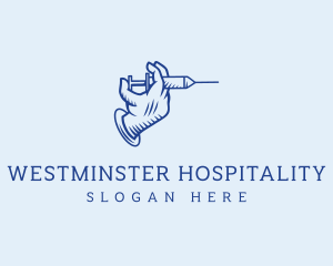 Blue Syringe Hand  logo design