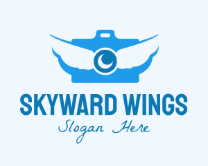 Winged Camera Lens logo design