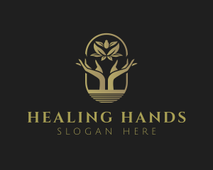 Hand Lotus Yoga logo design