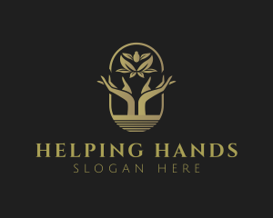 Hand Lotus Yoga logo design