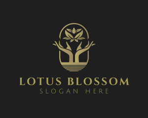 Hand Lotus Yoga logo design