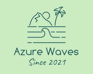 Tropical Island Ocean Wave logo design