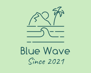 Tropical Island Ocean Wave logo design