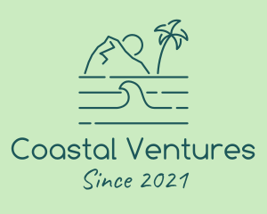 Tropical Island Ocean Wave logo design