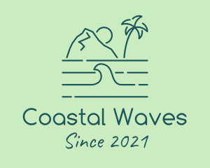 Tropical Island Ocean Wave logo design