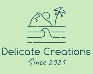 Tropical Island Ocean Wave logo design