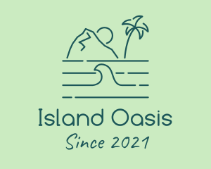 Tropical Island Ocean Wave logo design