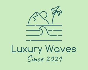 Tropical Island Ocean Wave logo design