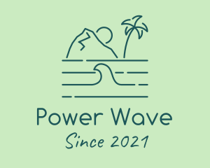 Tropical Island Ocean Wave logo design