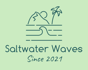 Tropical Island Ocean Wave logo design