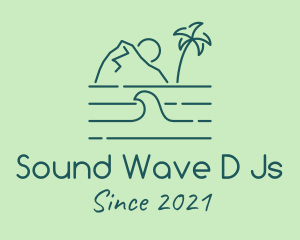 Tropical Island Ocean Wave logo design