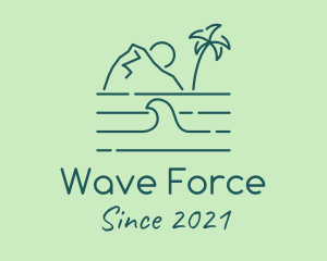 Tropical Island Ocean Wave logo design