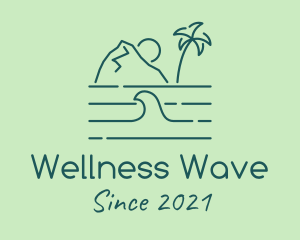 Tropical Island Ocean Wave logo design