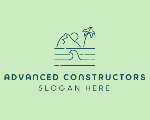 Tropical Island Ocean Wave logo design