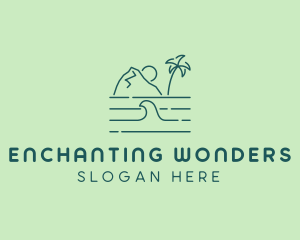 Tropical Island Ocean Wave logo design