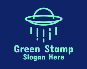 Green Alien Spaceship logo design