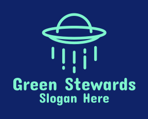 Green Alien Spaceship logo design