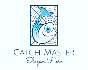 Blue Fish Cartoon logo design